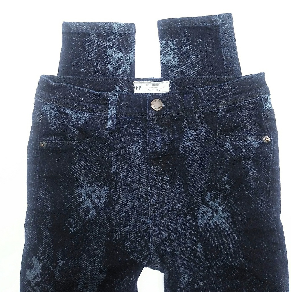 Free People High Waist Acid Washed Skinny Jeans 27